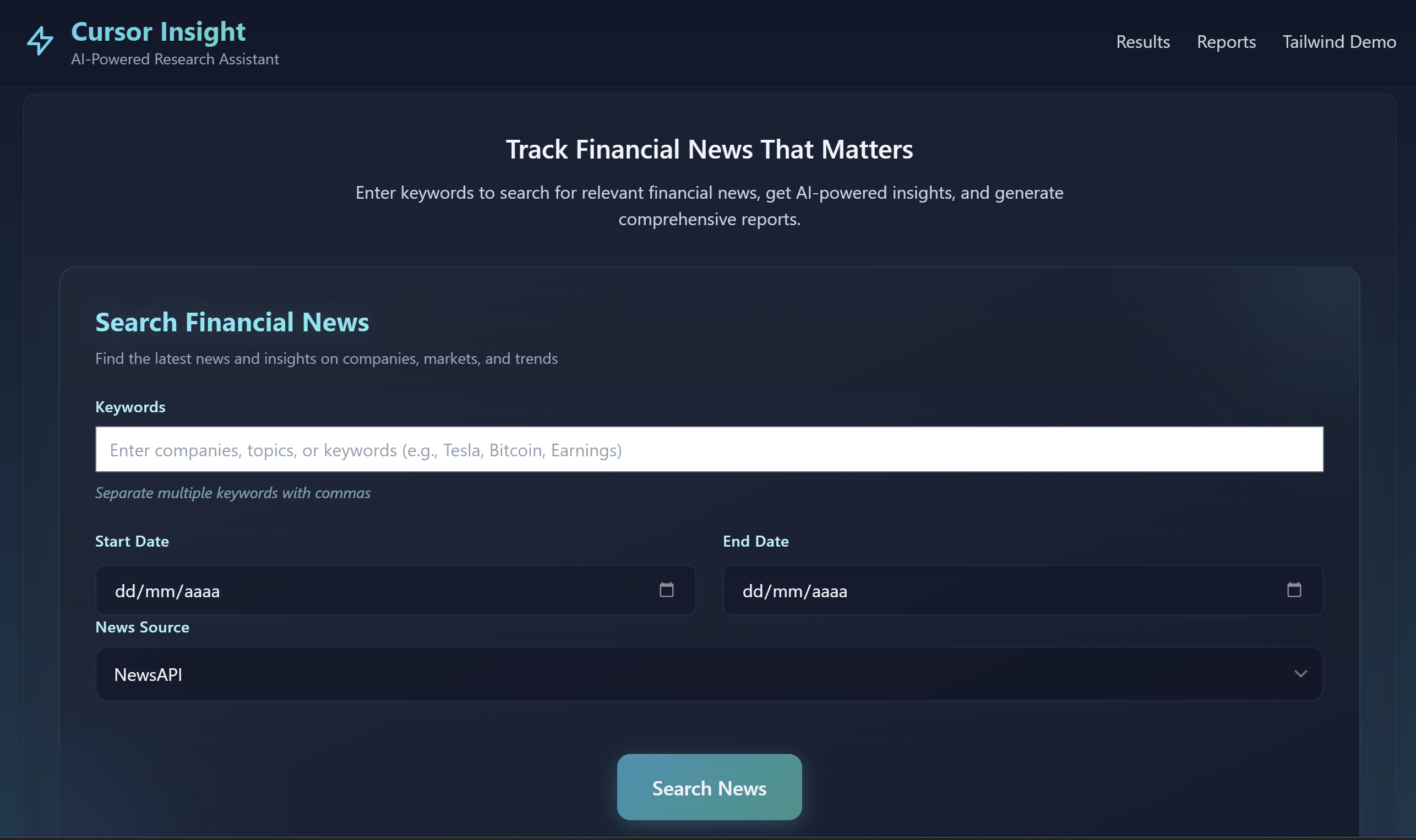 NewsApp Financial News Automation Dashboard